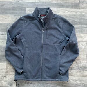 LL Bean Windproof Sweater Fleece Full Zip Jacket Mens LARGE TALL Grey 500376